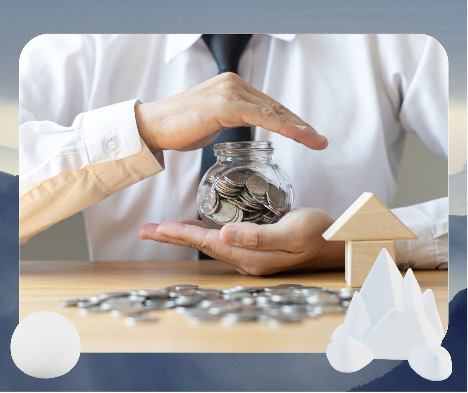 Two hands holding a jar filled with coins, symbolizing saving money, intentional debt payoff, and progress toward financial freedom.